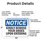 Signmission Kindly Remove Your Shoes Upon Entering, 10 in W x Rectangle, Aluminum OS-2PACK-NS-A-710-L-13899 - alternate 5
